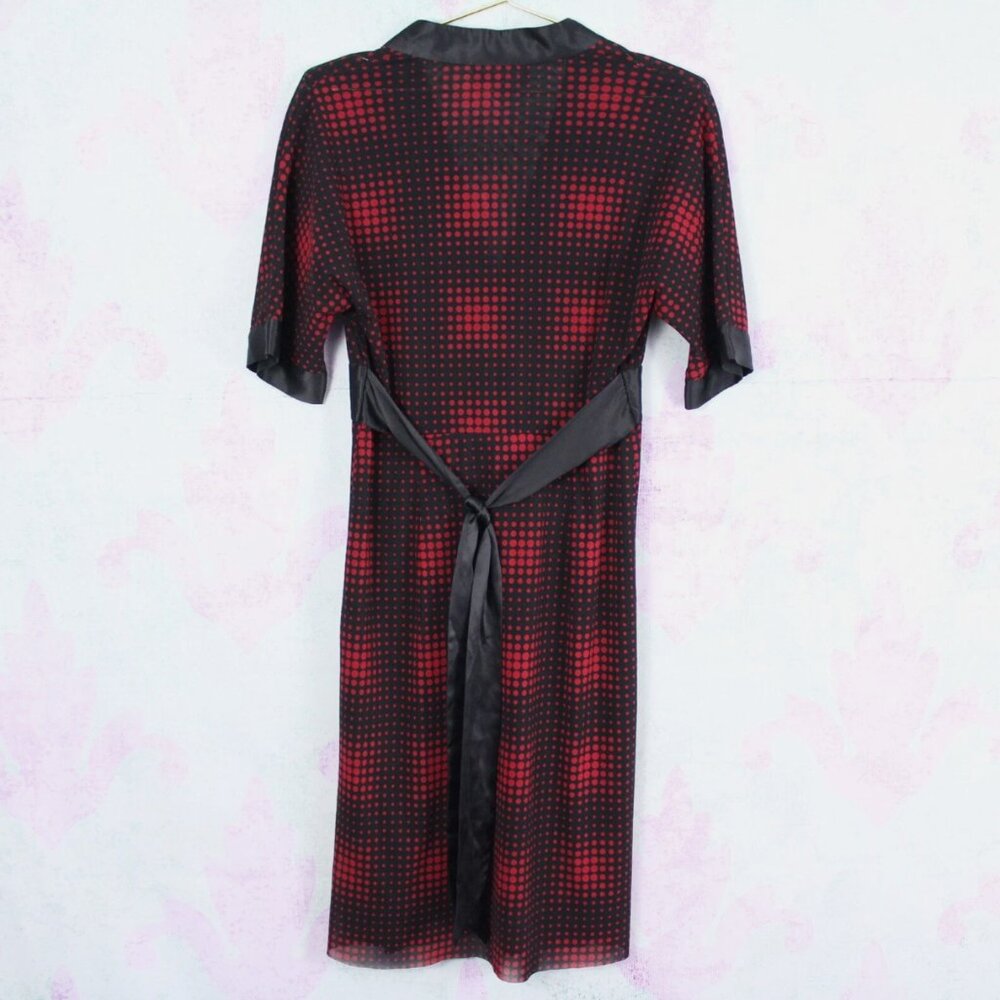 Vivienne Tam Small Vintage 90s Black Red Polka Dot Silk Trim Empire Waist Dress - Picture 3 of 3